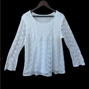 Indigo soul long sleeve‎ lace blouse size Large